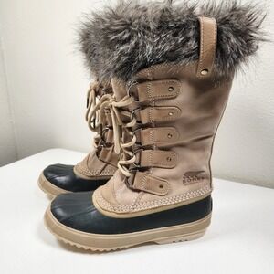 Sorel Joan of Arctic Womens Leather Waterproof Faux Fur Lined Boots 8.5 Oatmeal